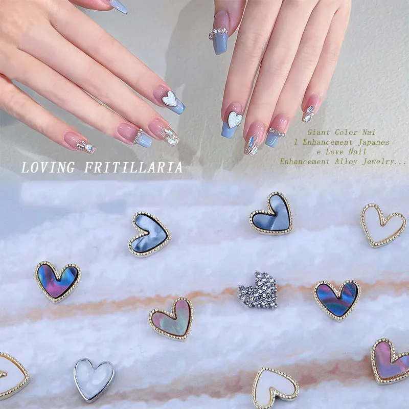 

10 шт. Блестящий 3D милый сплав с хрустальным сердцем Стразы Красочные японские украшения для дизайна ногтей маникюр ногтей очаровательные ювелирные изделия