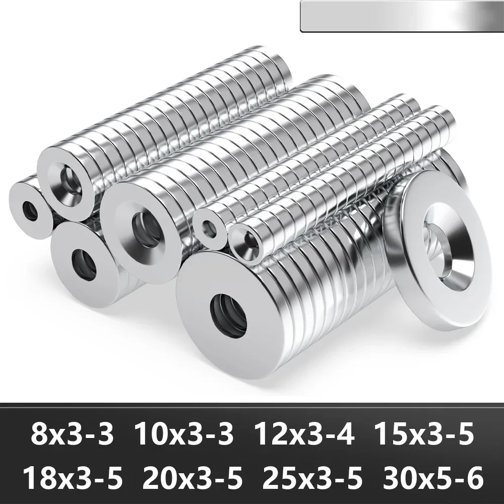 แม่เหล็กนีโอไดเมียมทรงกลมขนาด 25x3-5 มม. N35 แรงสูงพิเศษ พร้อมรู แม่เหล็กถาวรทรงพลัง NdFeB สำหรับติดตู้เย็น 1