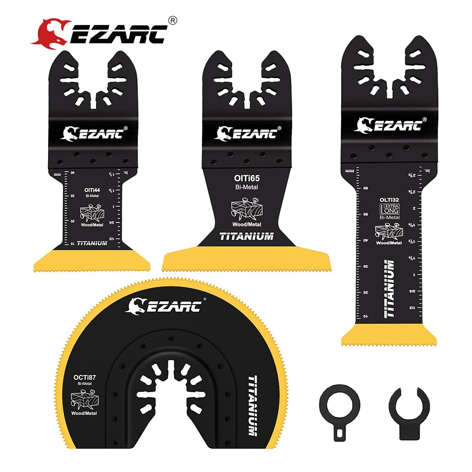 EZARC 티타늄 진동 톱날 키트, 플런지 커팅 멀티 툴 블레이드, 금속 목재 못 나사, 플러시 컷 범용, 4 개
