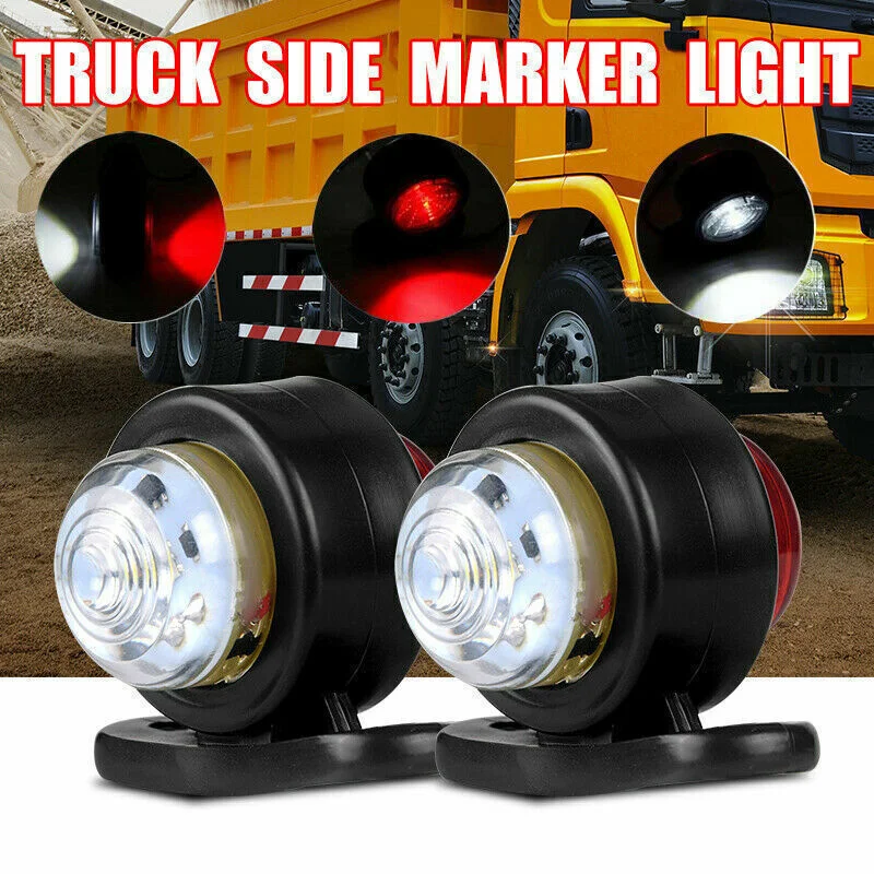 2PCS Double Sided Truck Side Lights Outline Lamp Trailer Lights Truck Parking Signal Indicators Lamp LED Side Marker