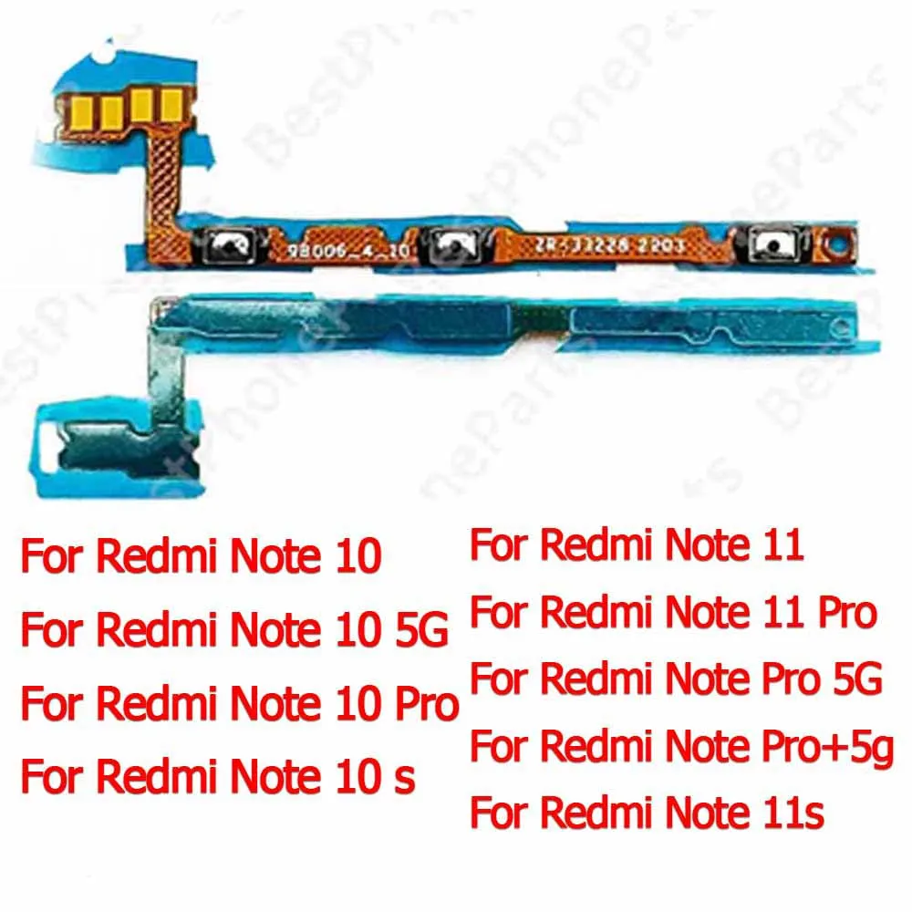 Flex Cable Replacement For Xiaomi Redmi Note 10 10S 11 Pro 5G 11S Side Button Power On Off Volume New Switch Mute
