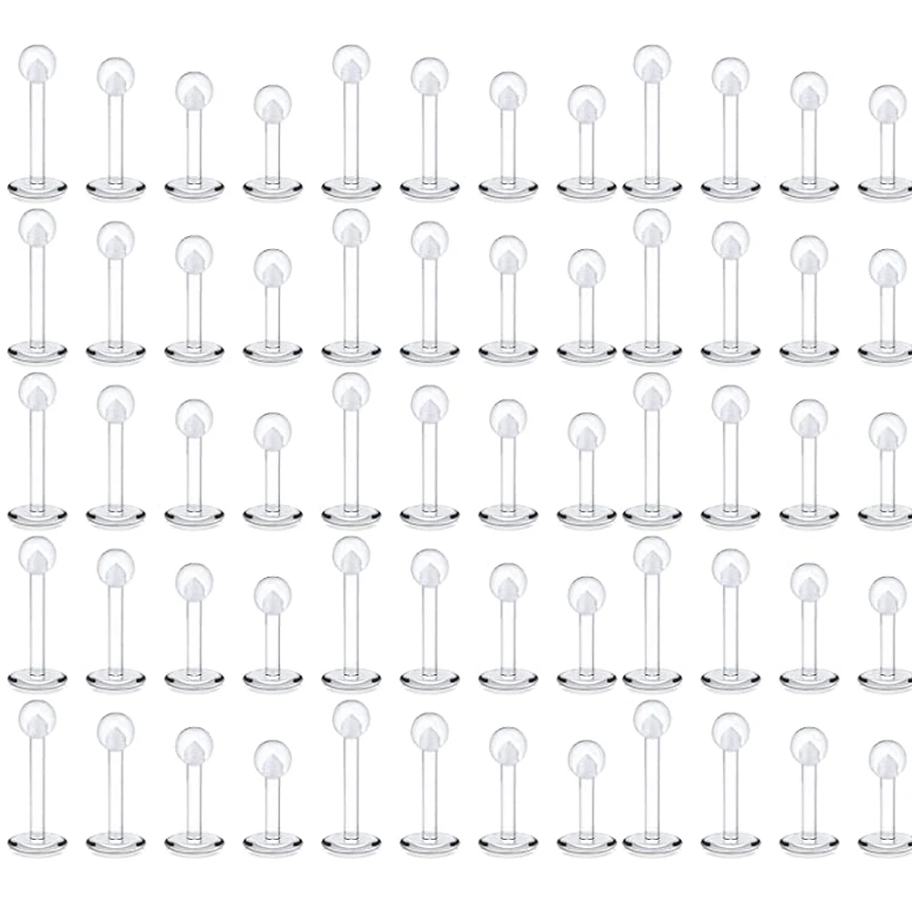 30PCS 16G Klar Acryl Lip Ringe Monroe Labret Studs Piercing Schmuck Bioflex Ohr Tragus Helix Ohrring Retainer Bar schraube Ball – Detail 3