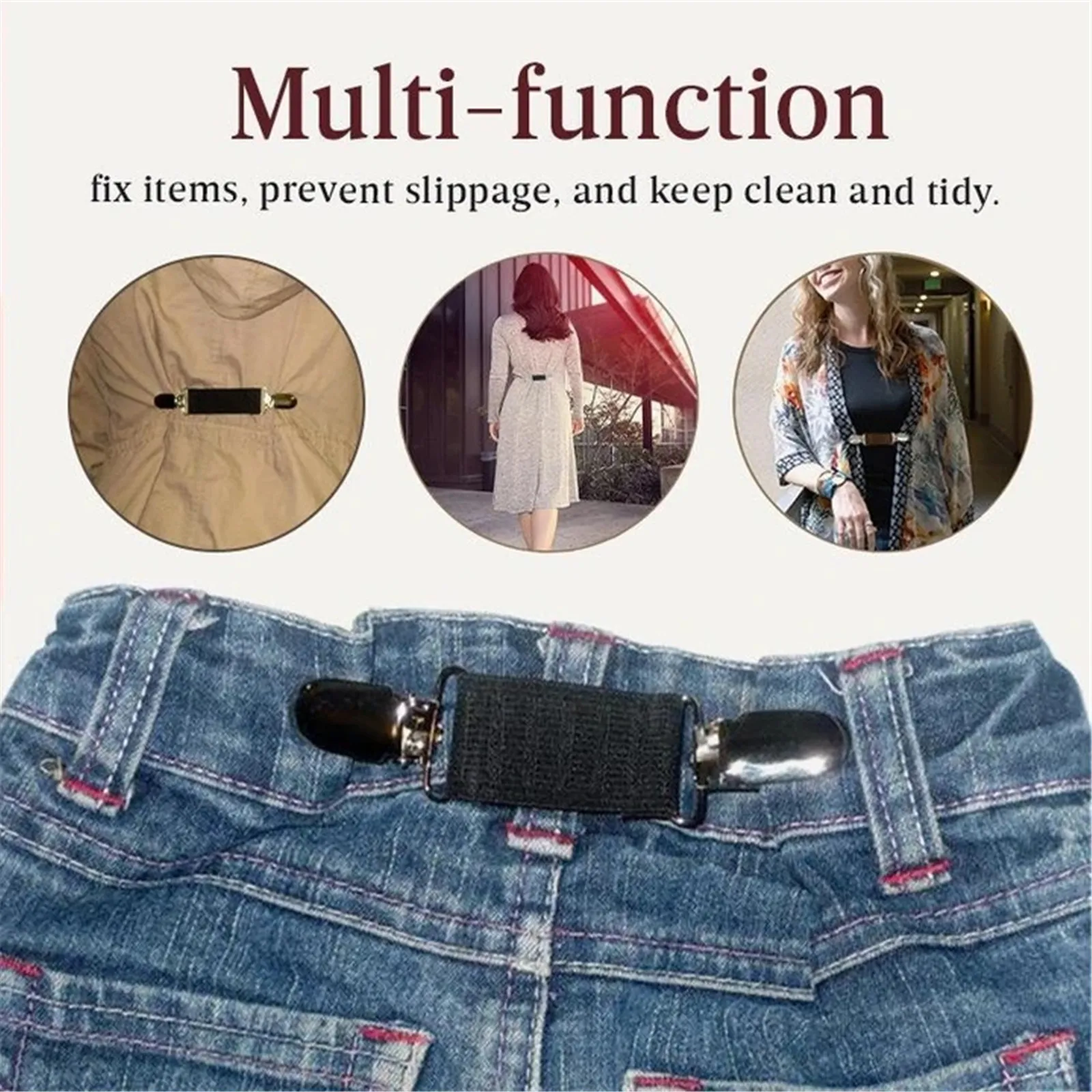 Adjustable Stretch Waist Belt Flat Buckle Female Fashion Clothes Fixing Buckle Non-slip Fixing Button Clothes Anti-falling Clips belt buckle,clothes clips