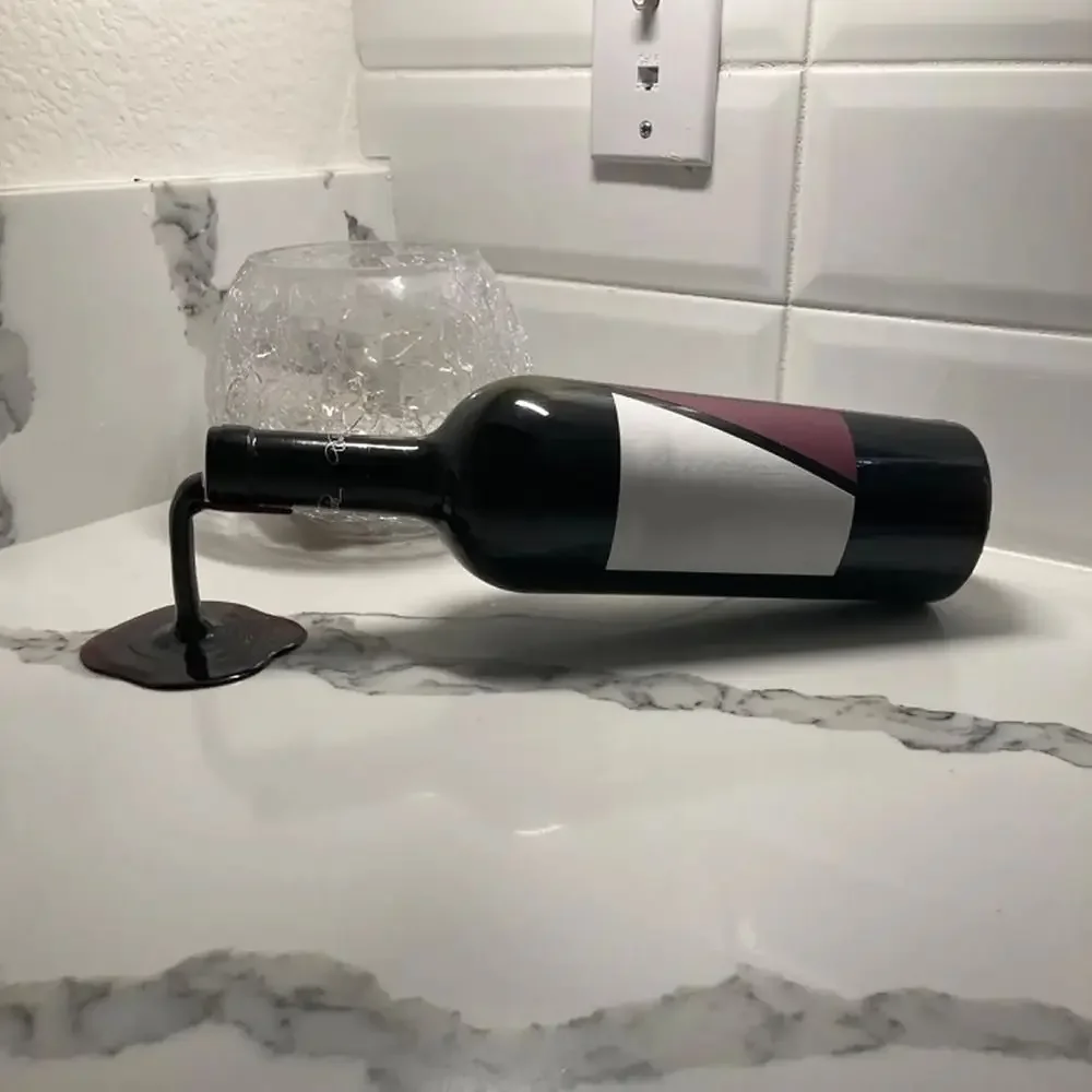 Fun Spilled Wine Bottle Holder Fashion Unique Way ABS Wine Bottle Stand Creative Display Your Favorite Wine Bottle Rack