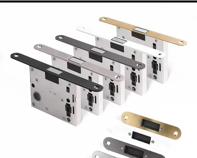 2023 New Handleless Flat Lock Modern Bedroom Magnetic Recessed Door Handle Silent Push-Pull Golden Invisible Sliding Door Lock