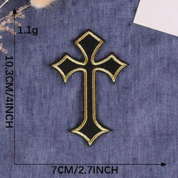 10 - Piece Multi - Colored Cross Embroidery Patches for DIY Clothing Decoration (Golden)