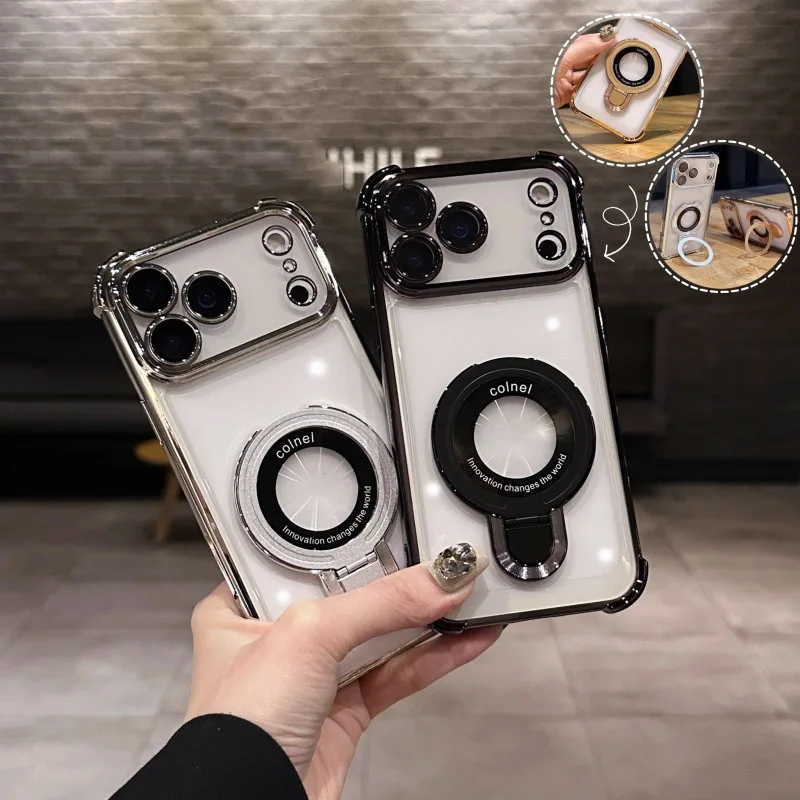 Clear Magnetic Shockproof Phone Case with Holder Bracket