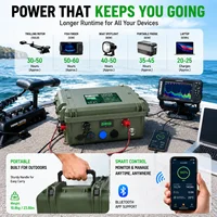 Batterie LiFePO4 12V 150Ah 100Ah 50Ah pour pêche, kayak, bateau, moteur de pêche au lancer, LFP IP65, Bluetooth, BMS, batterie au lithium portable 24V 4