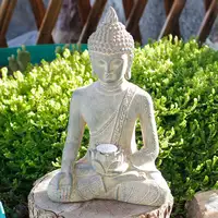 Buddha Statue with Solar Light Home Garden Decor Sitting Meditating Buddha Figurines for Outdoor Patio Yard Lawn Ornaments 4
