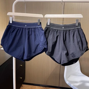 Summer New Casual Shorts Elastic High Waisted Running Women's Sports Shorts Black Loose Quick Drying Breathable Wide Leg Shorts 2