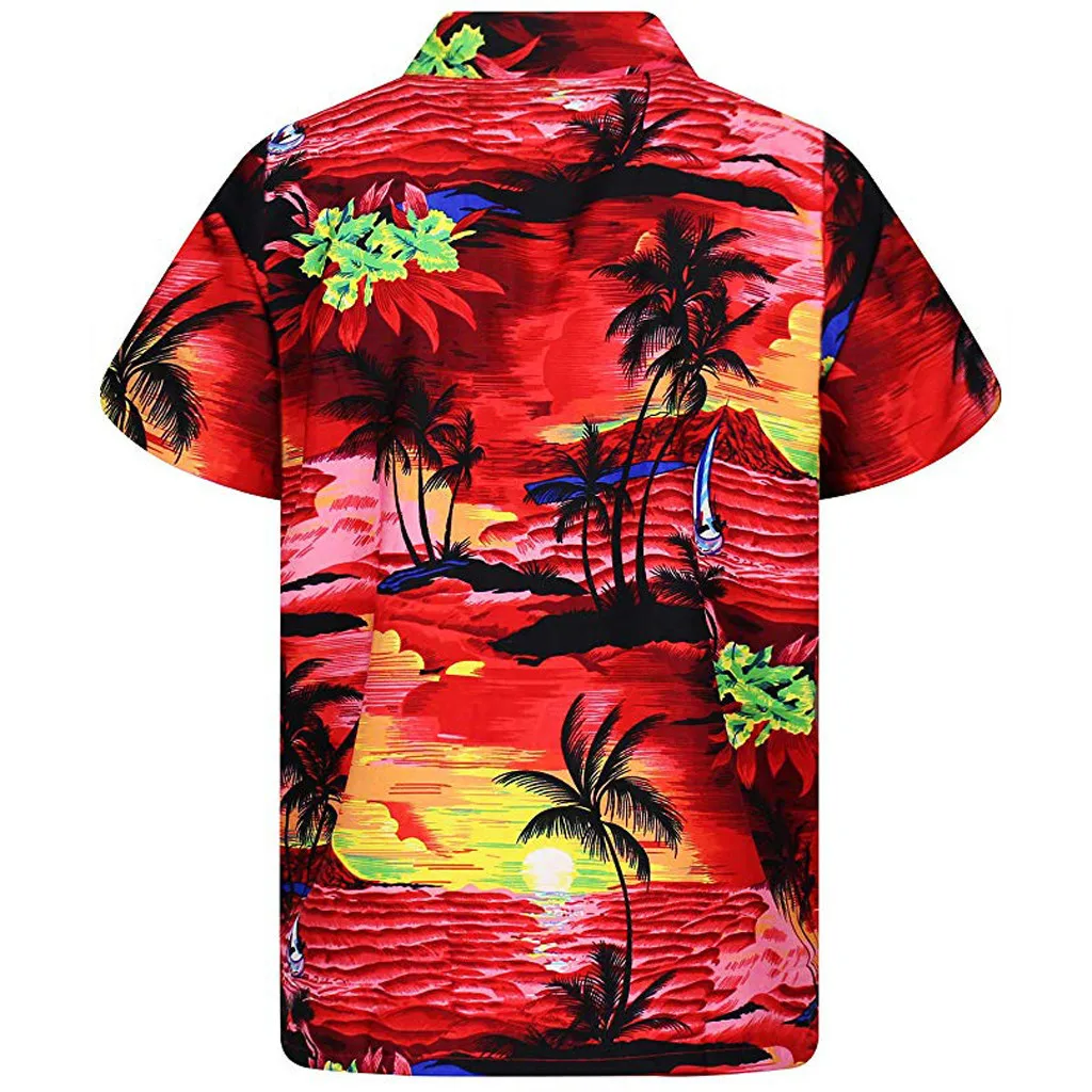 

Hawaii shirt Beach shirts Men's Blouses Casual Tops Button vacation Print Short-sleeved Fashion lapel-neck Comfort Chemise