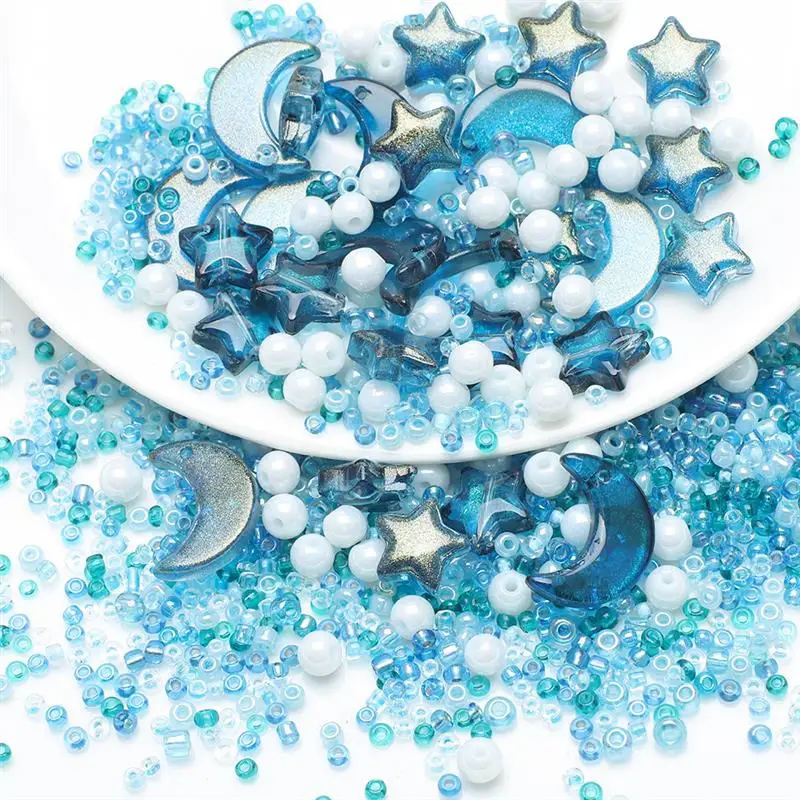 

Mixed Star Moon Crystal Glass Beads Seedbeads Loose Round Pearl for DIY Making Jewelry Craft Necklaces Bracelets Earrings