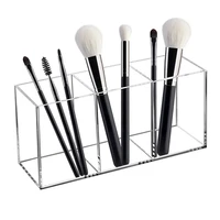 3 Holes Transparent Cosmetic Makeup Acrylic Makeup Brush Tool Storage Box Case Make-up Brush Holder Table Organizer Makeup Tool 1