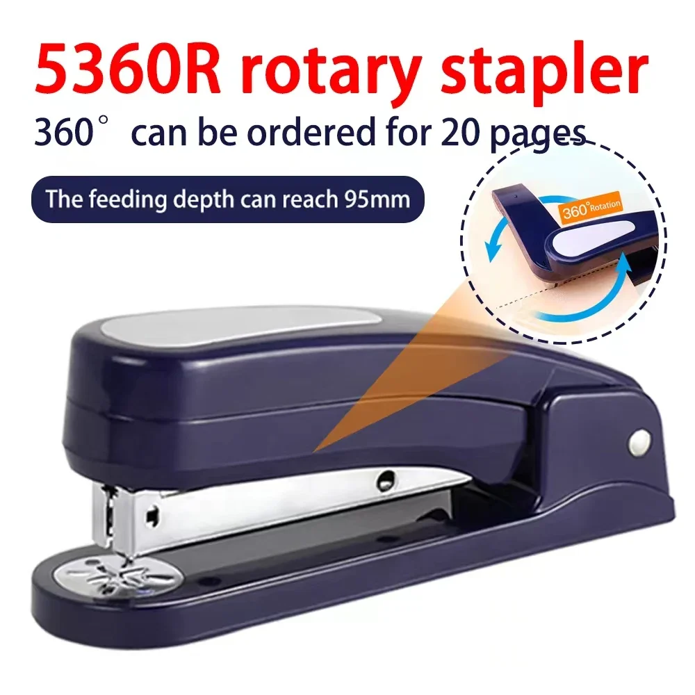 

360 rotatable Heavy Duty Stapler Use 24/6 Staples Effortless Long Stapler School Paper Staplers Office Bookbinding Supplies