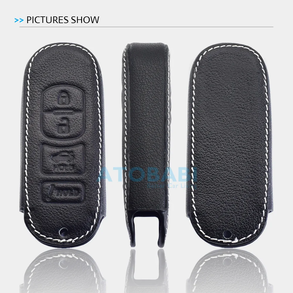 Leather Car Key Case Keychain Smart Keyless Remote Control Fobs