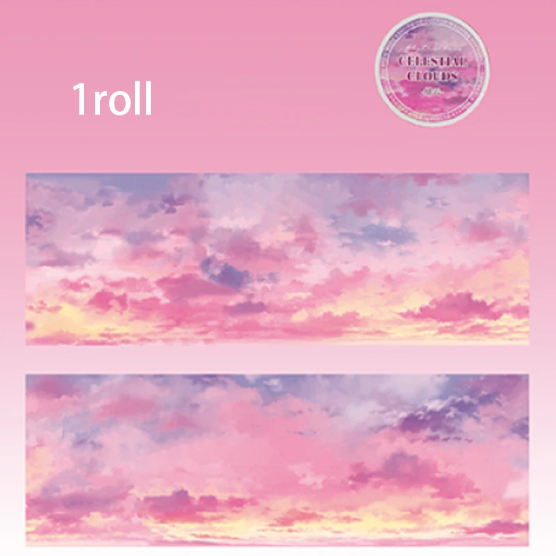 미스터 페이퍼 스카이 클라우드스케이프 테이프 200cm - PET 소재 대형 롤, 에테리얼 저널 데코, 창의적인 콜라주 재료