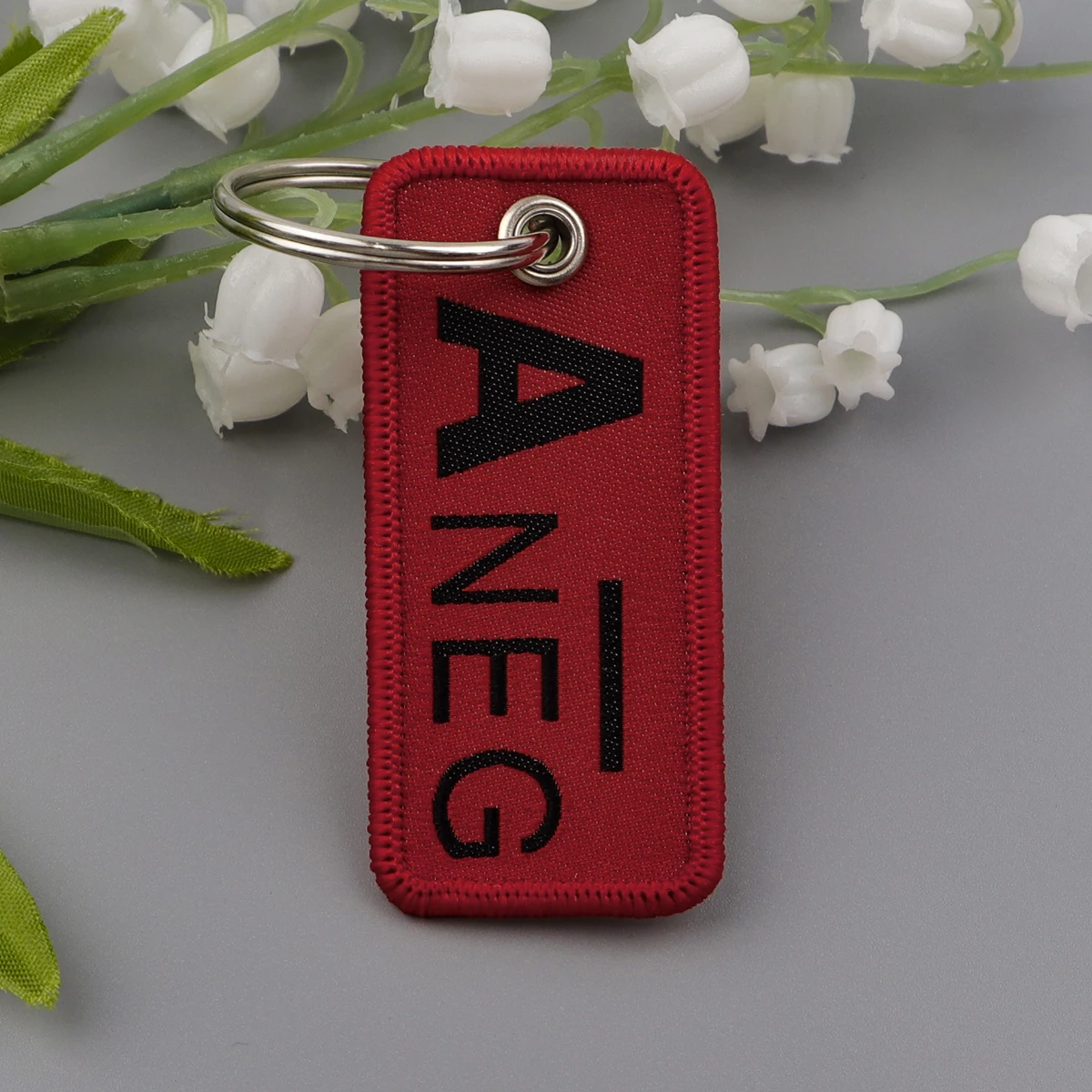 Red Quote Series Embroidered Keychain with Cool Letter Quotation - Stylish Keyring Accessory