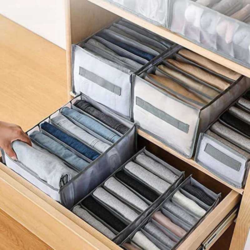 

Quality Foldable Closet Organizer Drawer Divider Organizer For Jeans Underwear Socks Storage Box Pants Storage Organizer 7 Grids