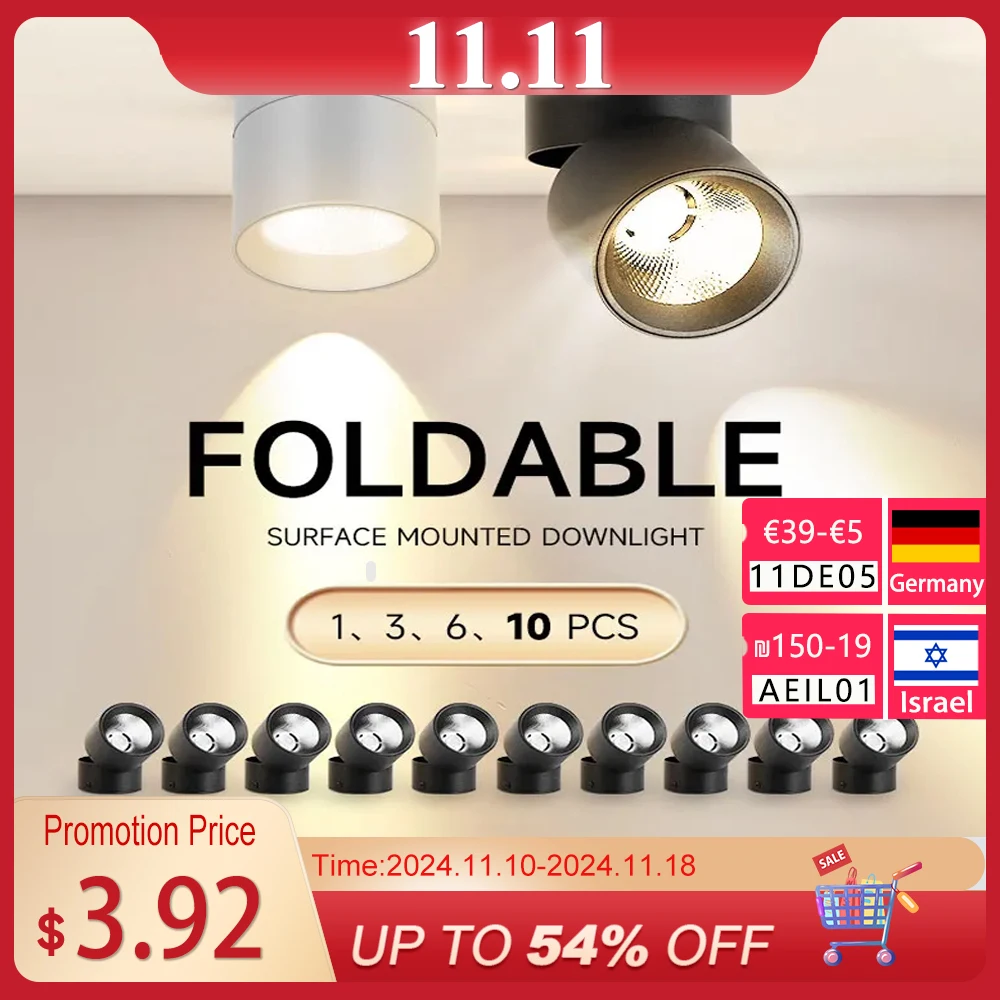 Led Downlight Spot Led Spotlights Foldable 220v 7w/10/15w 3Colors Living Room Light Fixture Ceiling Lamp for Home Kitchen Indoor