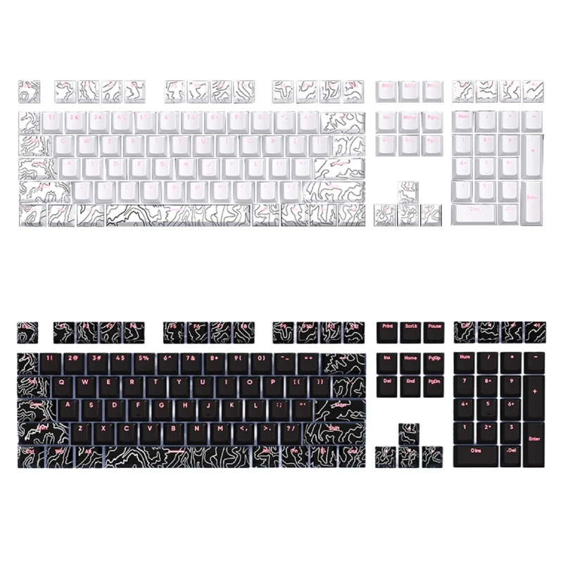 

108Keys PBT Line White keycaps Original Height Front Print Backlit keycaps