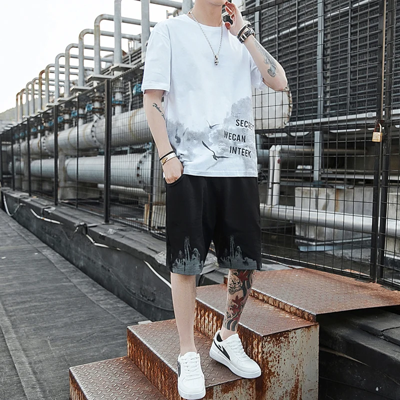 New Clothing Summer Men's Casual Sports Set Running Set Fitness Sports Set T-shirt + Shorts 2 Piece Clothes for Men Shorts