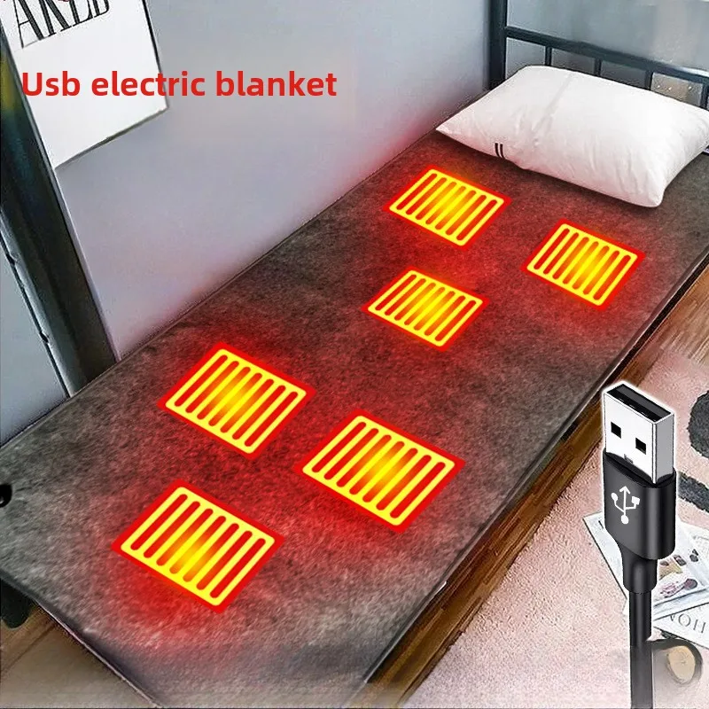 6 Area 10W DC Heated Electric Heating Blanket Electric Heating Pad Plush Single Mattress USB Type-C Interface Portable Washable Office Bedroom Outdoor