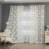 1pc Embossed Leaf High Precision Embroidered Gauze Curtains for Living Room Finished Window Curtains for Bedroom 2