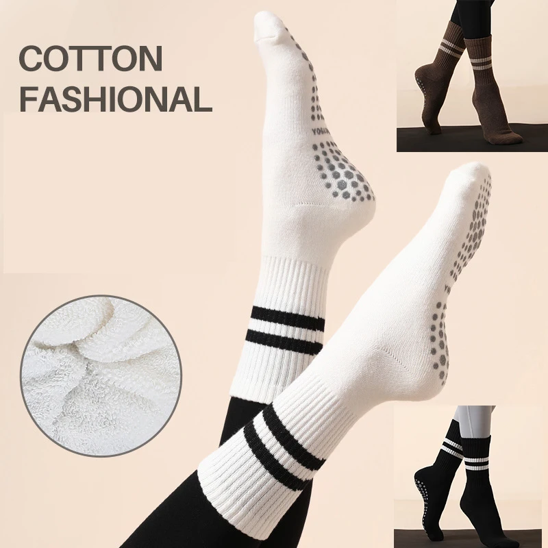 Yoga Socks Bandage Yoga Socks Anti-Slip Quick-Dry Damping Pilates Ballet Socks Good Grip For Women Cotton Fitness