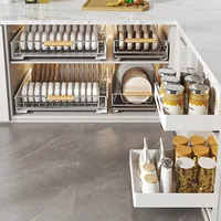 Kitchen Dish Storage Rack Cabinet Pull-out Bowl Rack Pull-out Basket Cabinet Drawer Type Storage Rack BowlPlate Plate Drain Rack 2