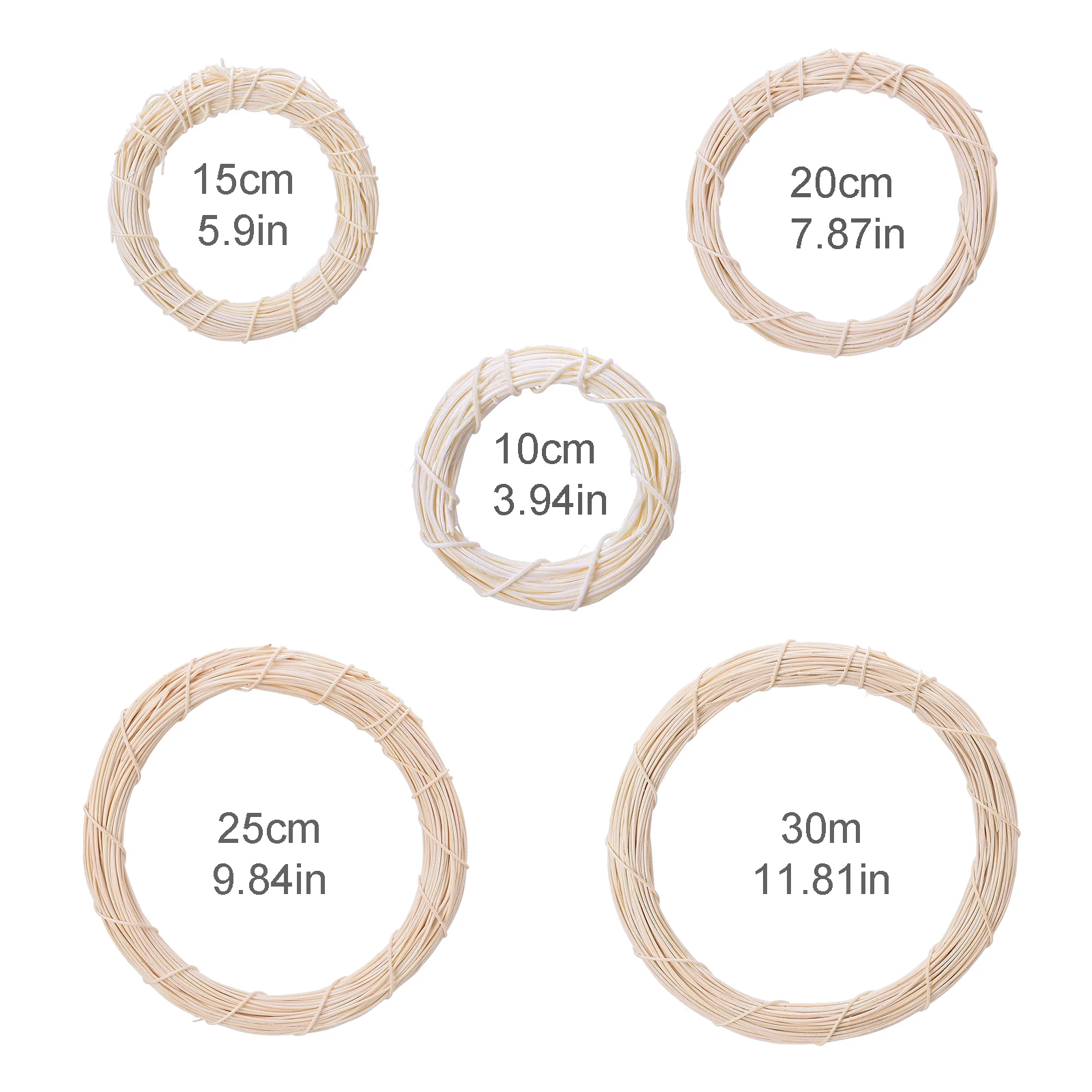 Artificial Wreath Rattan Ring 10/15/20/25/30cm DIY Easter Wreath Wicker Vine Halloween Christmas Garland Ring Xmas Party Decor