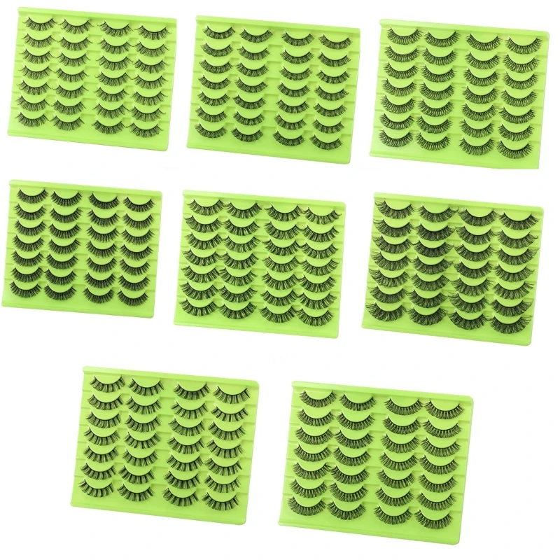 

14 Pairs False Eyelashes Lashes Curly False Eyelashes Wispy False Eyelashes Extension Makeup Extension Lashes Tool C1FF