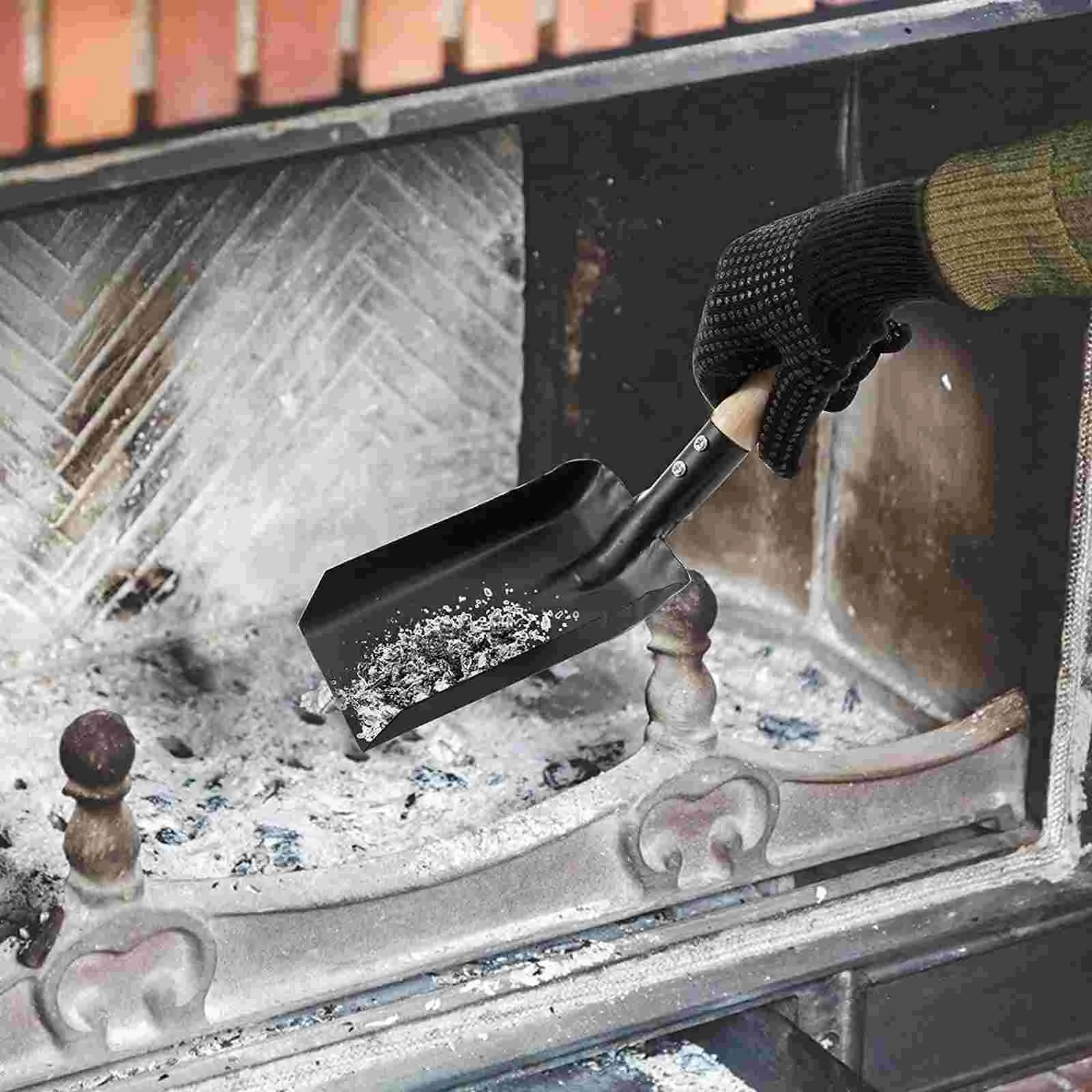 Lightweight Fireplace Cleaning Set Wood Handle Dust Brush Iron Shovel For Kitchen Living Room Stove Heating Tools Broom