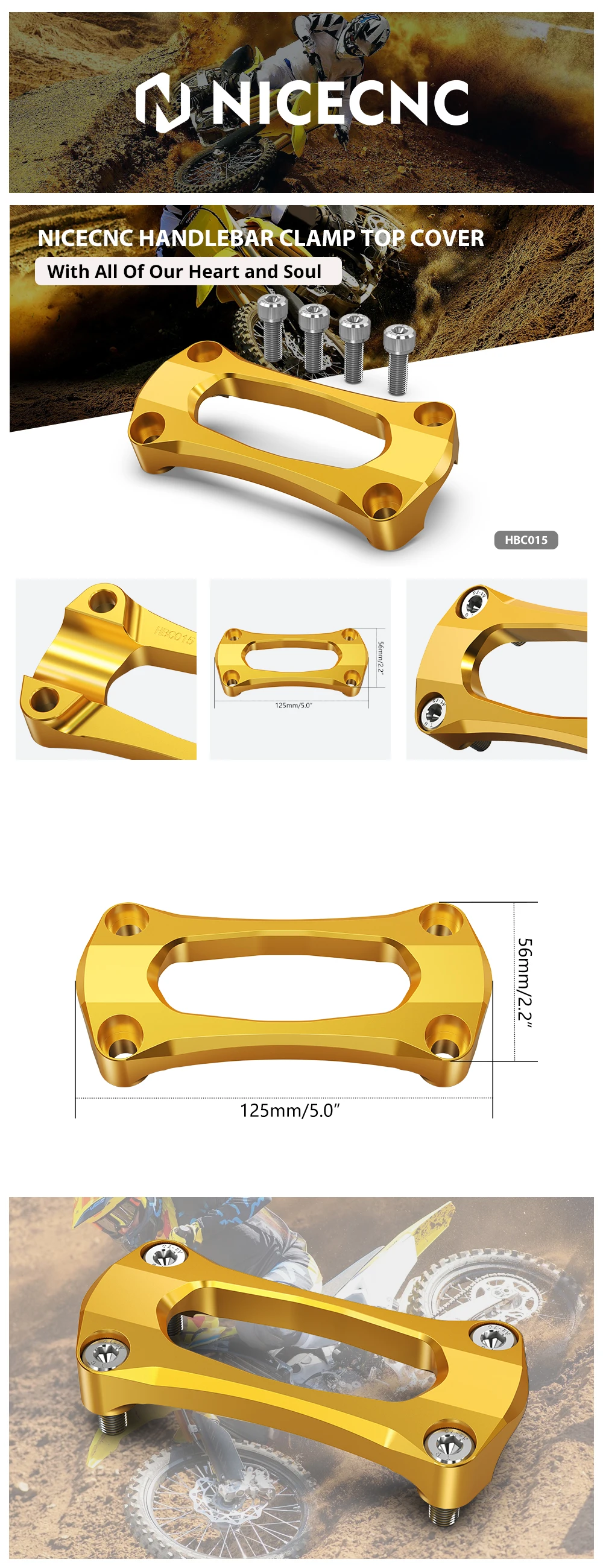 NICECNC Für Suzuki RM250 RM125 2006-2008 RMZ250 2007-2019 RMZ450 RMX450Z RM 250 28mm Lenker Riser obere Abdeckung Klemmhalterung – Detail 1