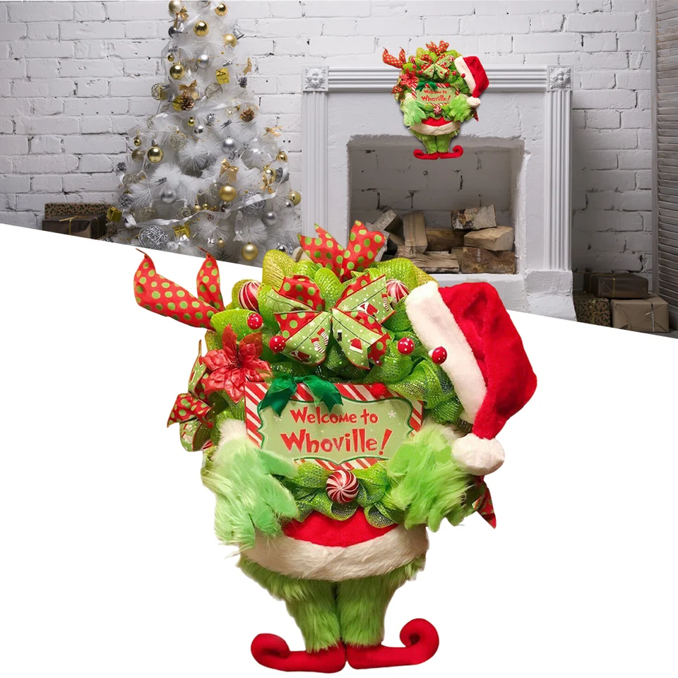 Lot De 18 Décorations De Noël Grinch à Suspendre - Papier Cartonné, 9 Motifs Différents - Pour Sapin, Porte, Guirlande - Ficelle Et Colle Incluses - Ambiance Festive Et Amusante