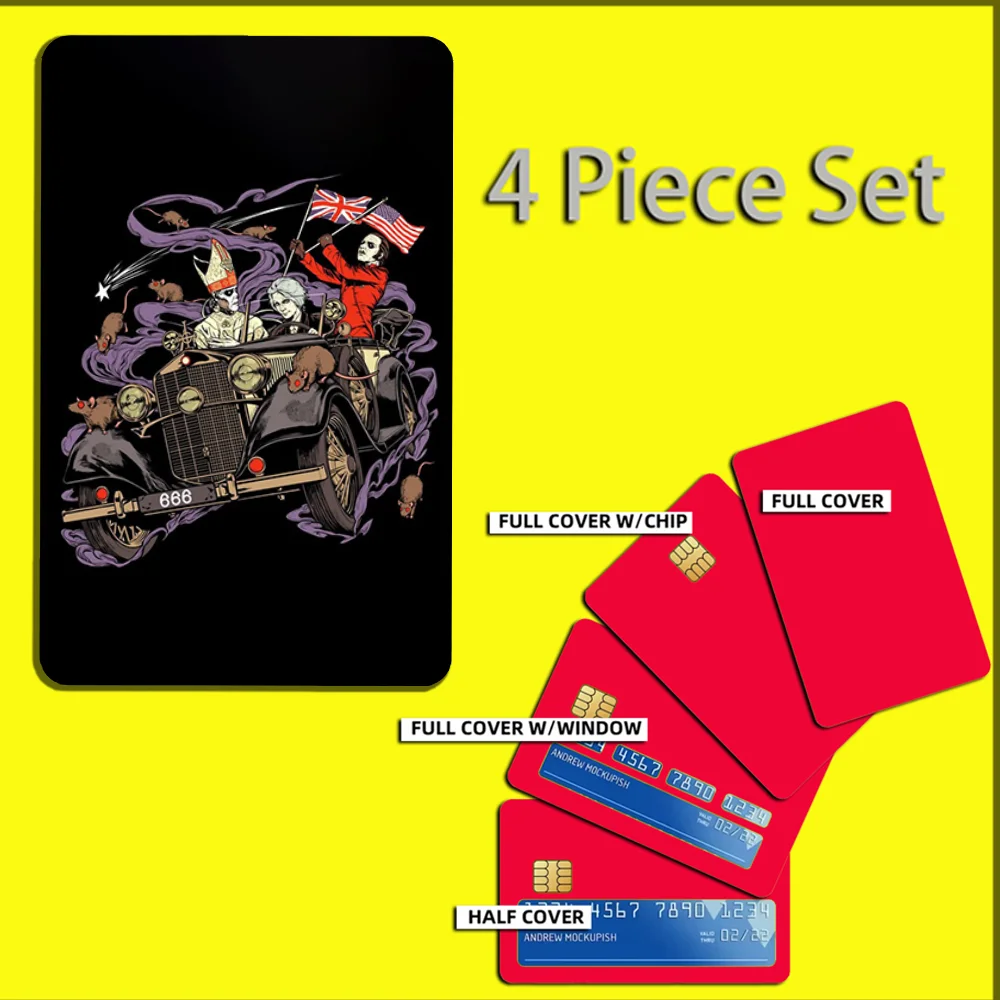 G-Ghost Heavy Metal Band Stickers For Debit Bank Credit Cards Metro Bus Pass Sticker Decoration Cover 4PCS Card Skin
