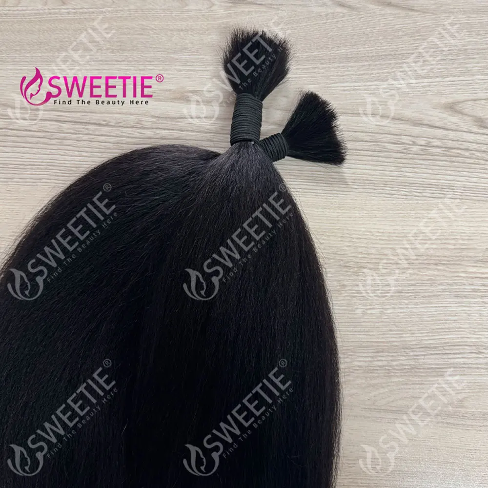 Relaxed Yaki Straight Raw Vietnamese Bulk Bone Straight Bulk And Braiding Hair No Weft Human Hair Bulk Extensions Bundles 3