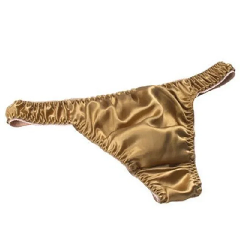 

100% mulberry silk men's low waist sexy T-pants silk thong comfortable breathable silk underwear.