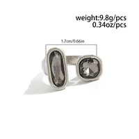 KunJoe Minimalist Acrylic Rhinestone Open Ring for Women Korean Fashion Geometry Adjustable Knuckle Ring Party Jewelry Lady Gift - Image 4