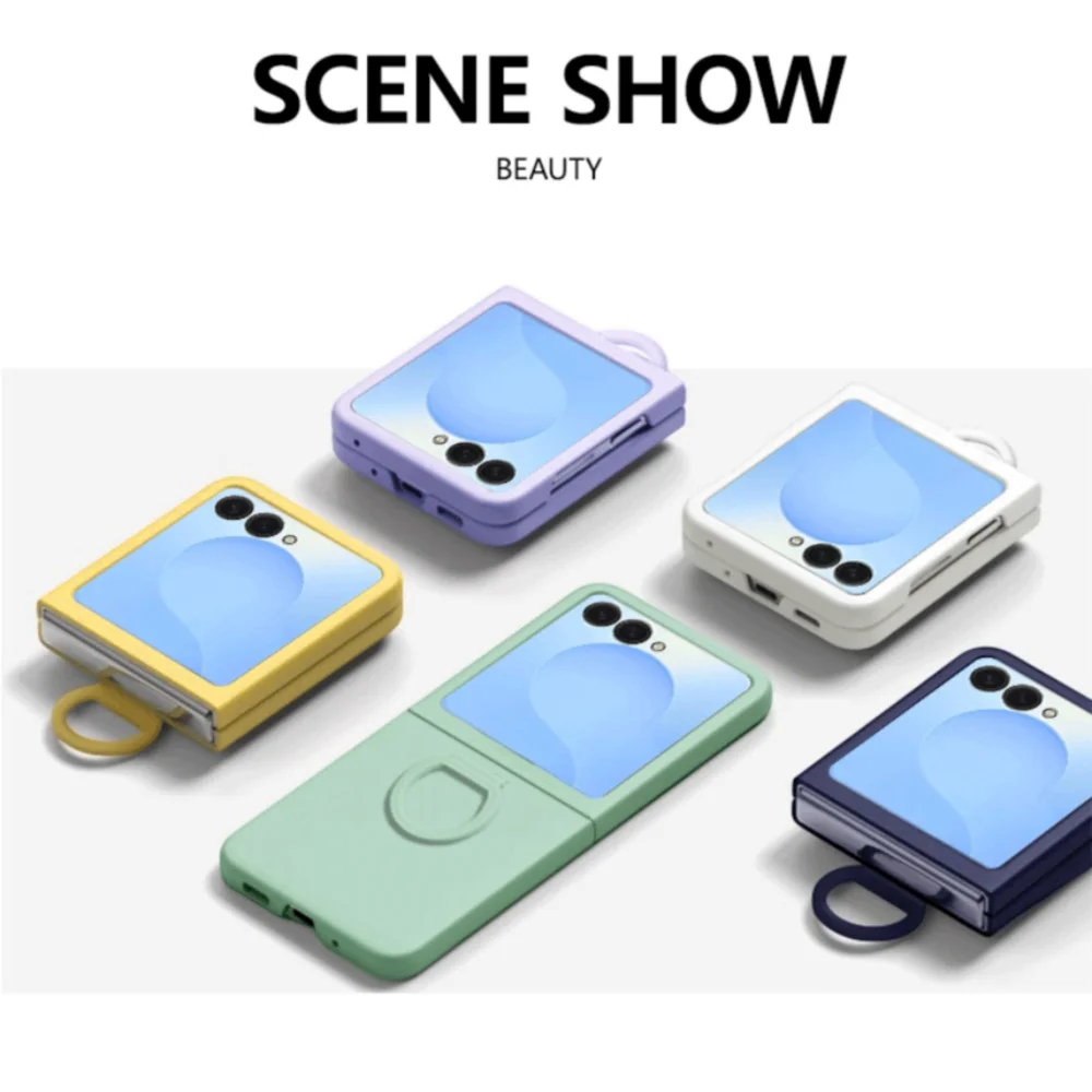Ring Holder Candy Color Collision Case For Samsung Galaxy Z Flip 7 6 5 Zflip Flip7 Matte Gradient Shockproof Ultra Slim_voghion.com