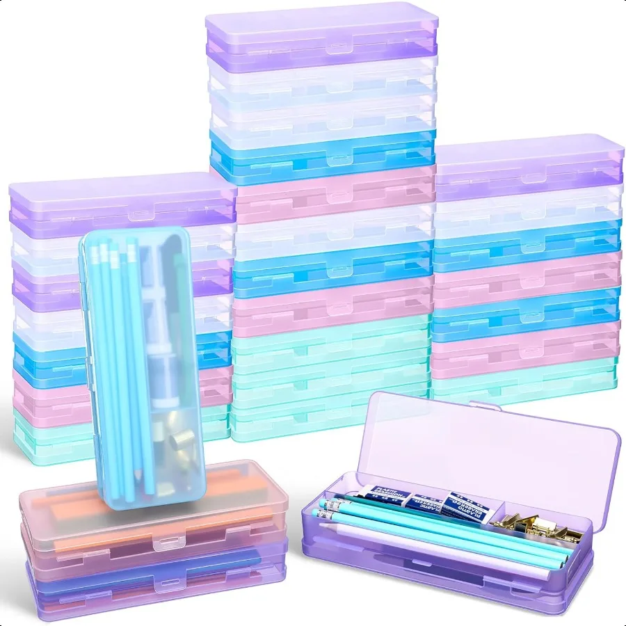 25 Pack Double Layer Plastic Pencil Cases