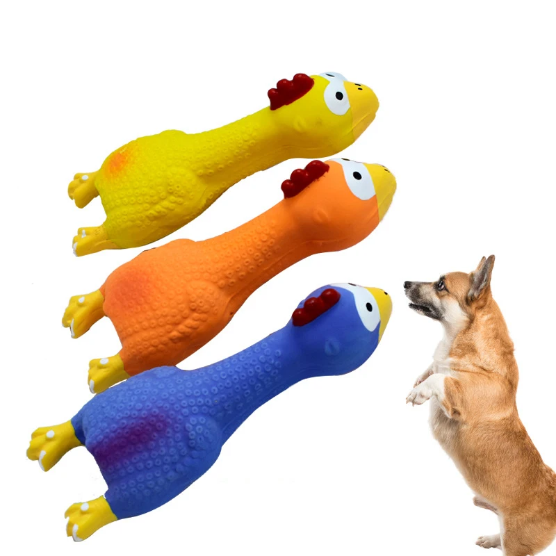 

Pets Dog Toys Screaming Chicken Squeeze Sound Funny Toy Rubber Puppy Interactive Squeaky Chew Bite Resistant Toy Puppy Training