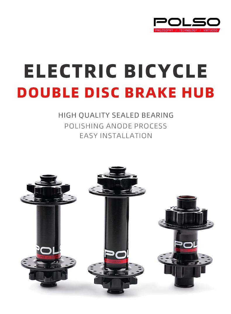 Description Picture 2 of itemPOLSO MTB Hub 36 Holes Black Dual Double Disc Brake 2 Sealed Bearings 15x135/150mm Ebike Hubs