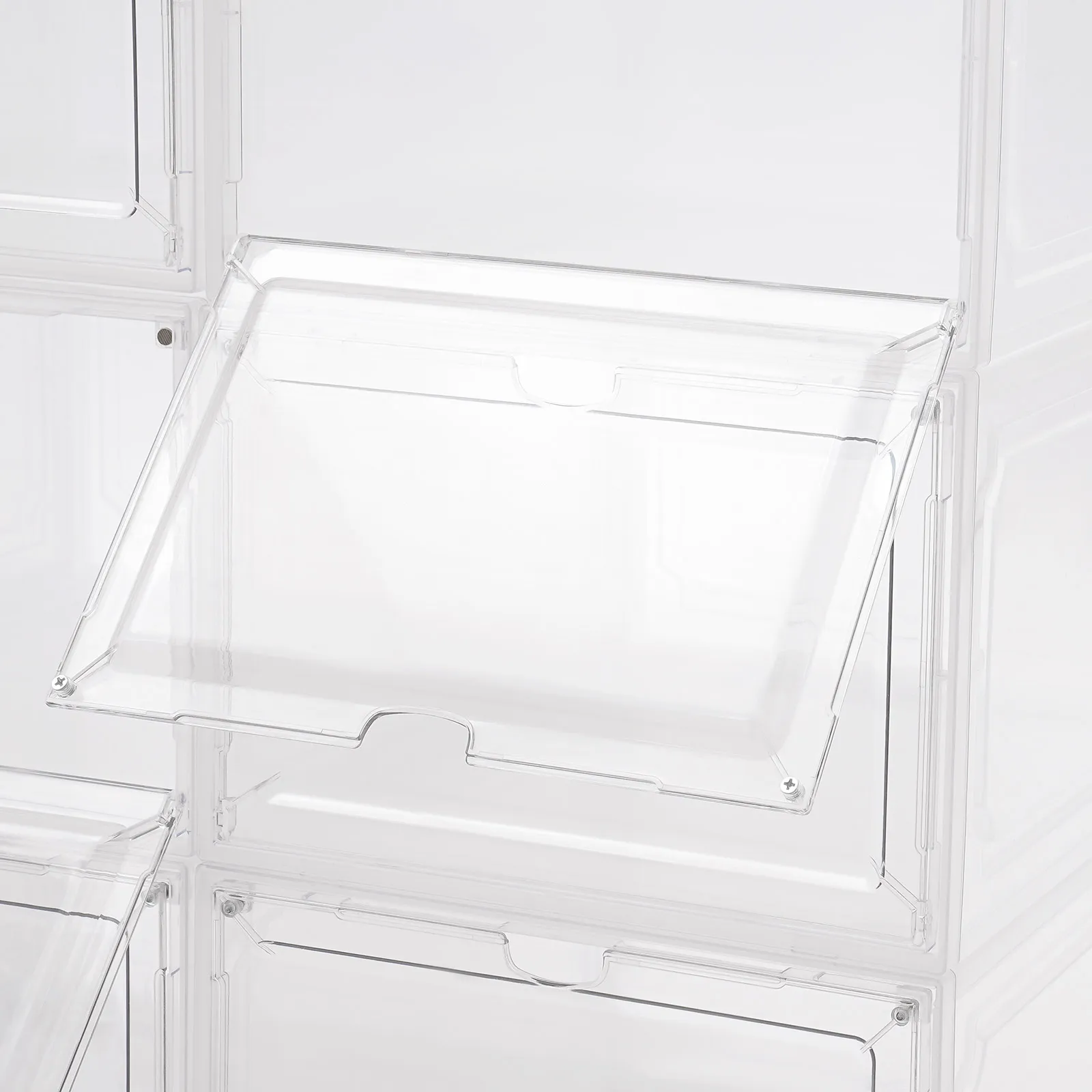 12Pcs Acrylic Transparent Shoe Box, Stackable Large Thickened Shoe Display Case, Front/Side Opening Shoe Organizer 5
