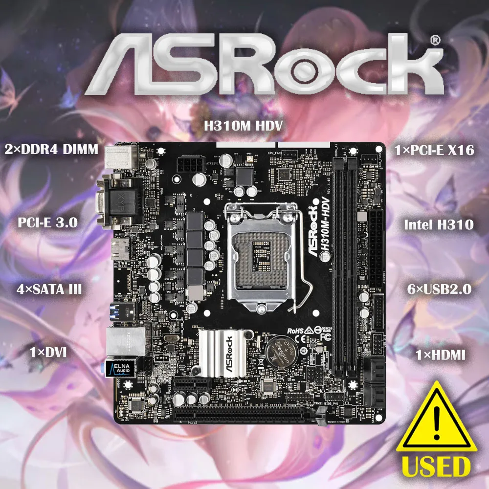 Scheda Madre Desktop Asrock H310M Hdv Itx Usata Intel H310 Lga1151 Ddr4