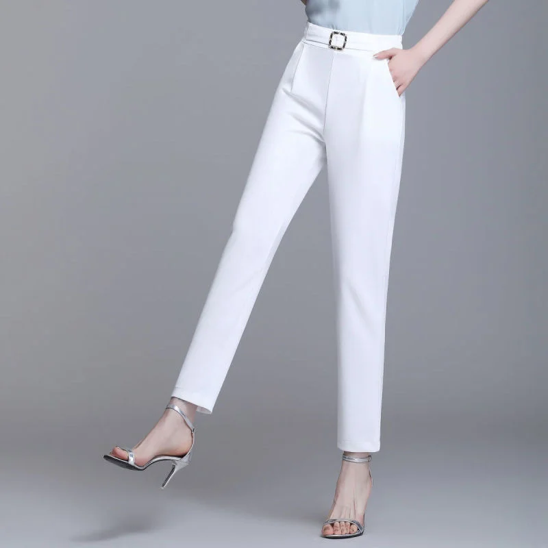 2024 Summer Ice Shreds Senior Leisure High Waisted Versatile Appear Thin Sagging Sensation Thin Style Women's Harem Pants