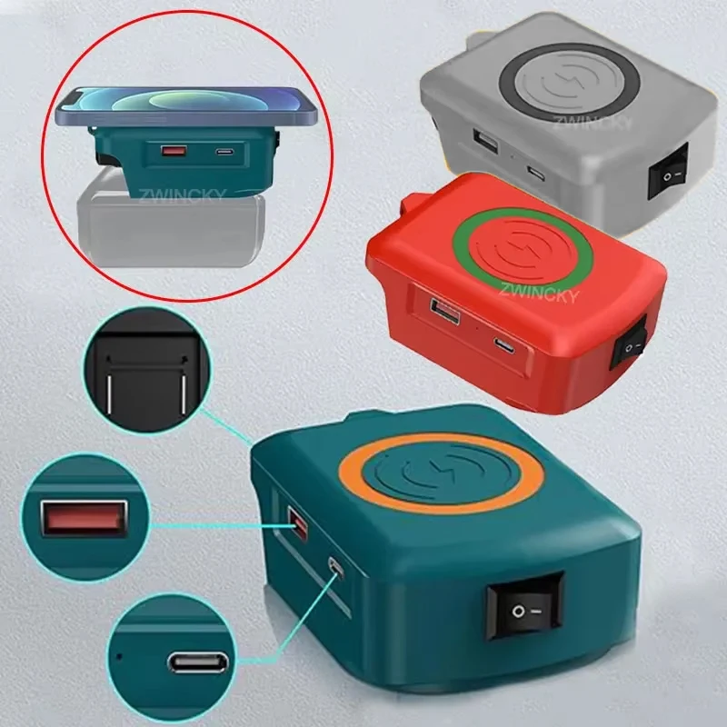 Magnetic Wireless Charger with USB/Type-C Fast Charging Battery Adapter