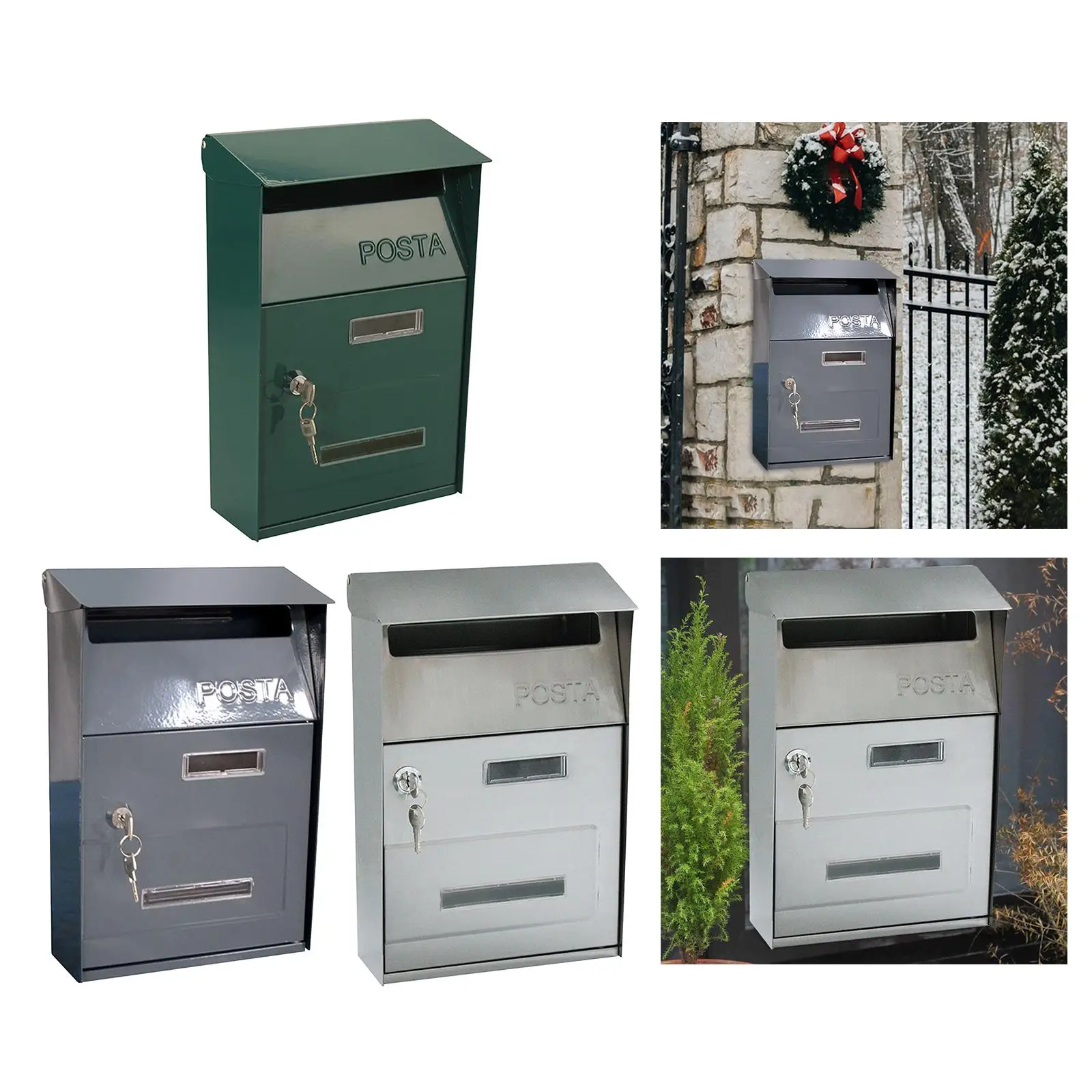 Wall Mounted Mailbox Wall Mounted Post Box Galvanised Zinc Alloy Outdoor Mailbox Lockable