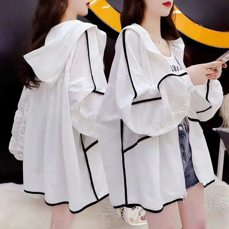 Hooded Sunscreen Clothes for Women 2024 Summer New Style Can be Outworn Loose and Thin Breathable Sunscreen Clothes Top for WF