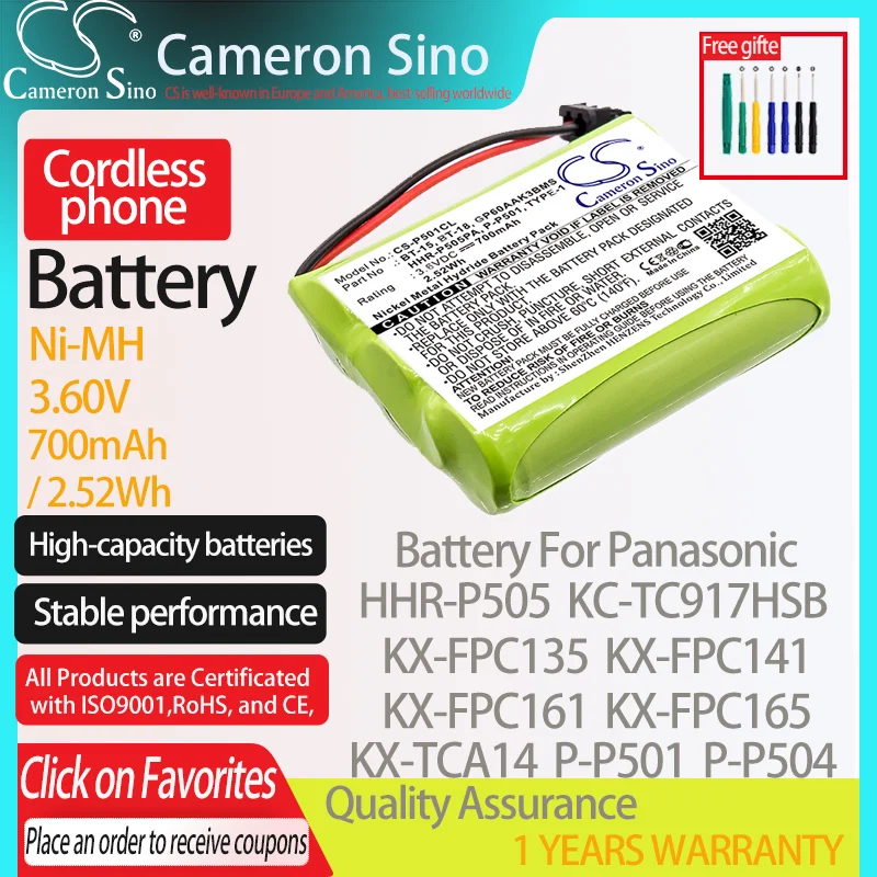 Cameronsino Batteria Per Panasonic Kc-Tc917Hsb Kx-Fpc135 Kx-Fpc141 Adatto Uniden Bbty0300001 Batteria Del Telefono Cordless 700Mah