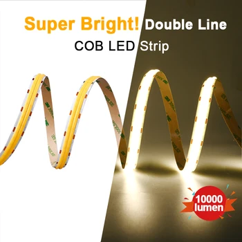 더블 행 COB LED 스트립, 10000lm 슈퍼 브라이트 600 LEDs/m 플렉서블 디밍 가능 Led 테이프 RA90 Led 조명 3000K 4000K 6500K DC24V